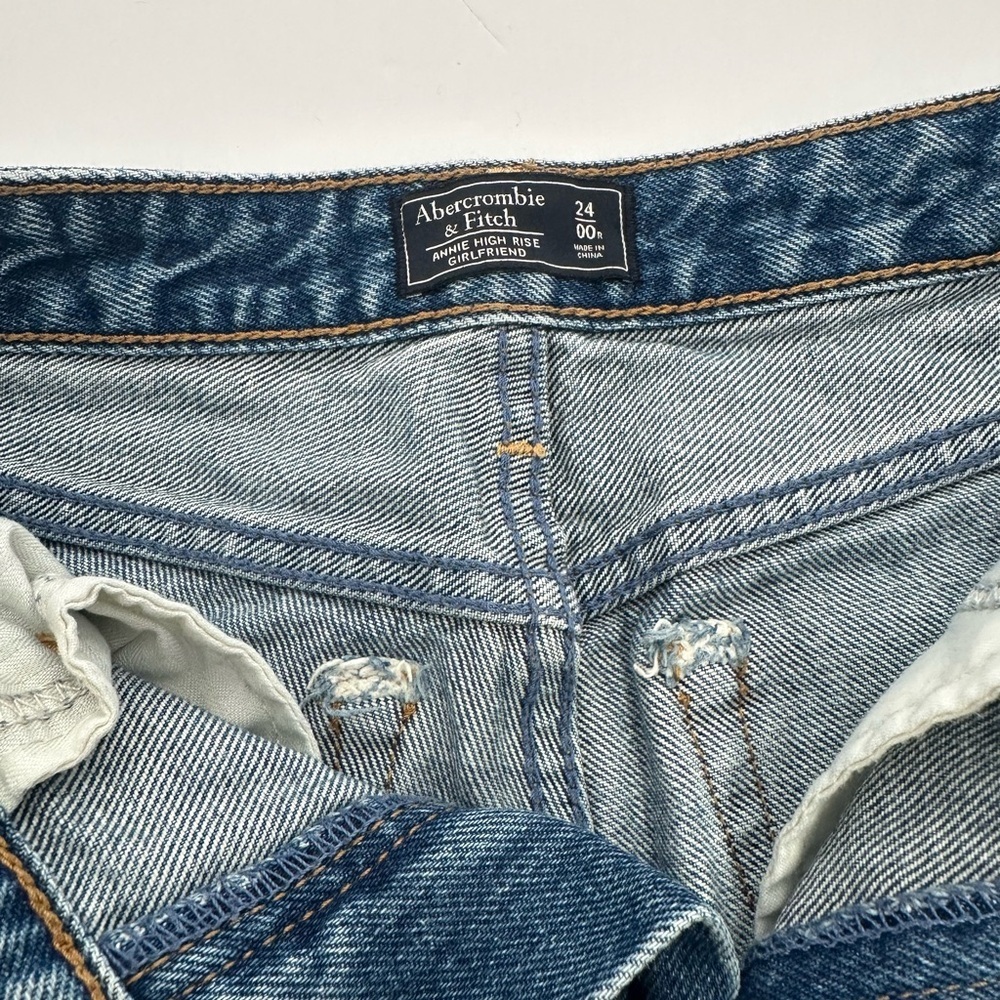 Abercrombie & Fitch Light Blue Distressed Straight Leg Jeans - Picture 6 of 6